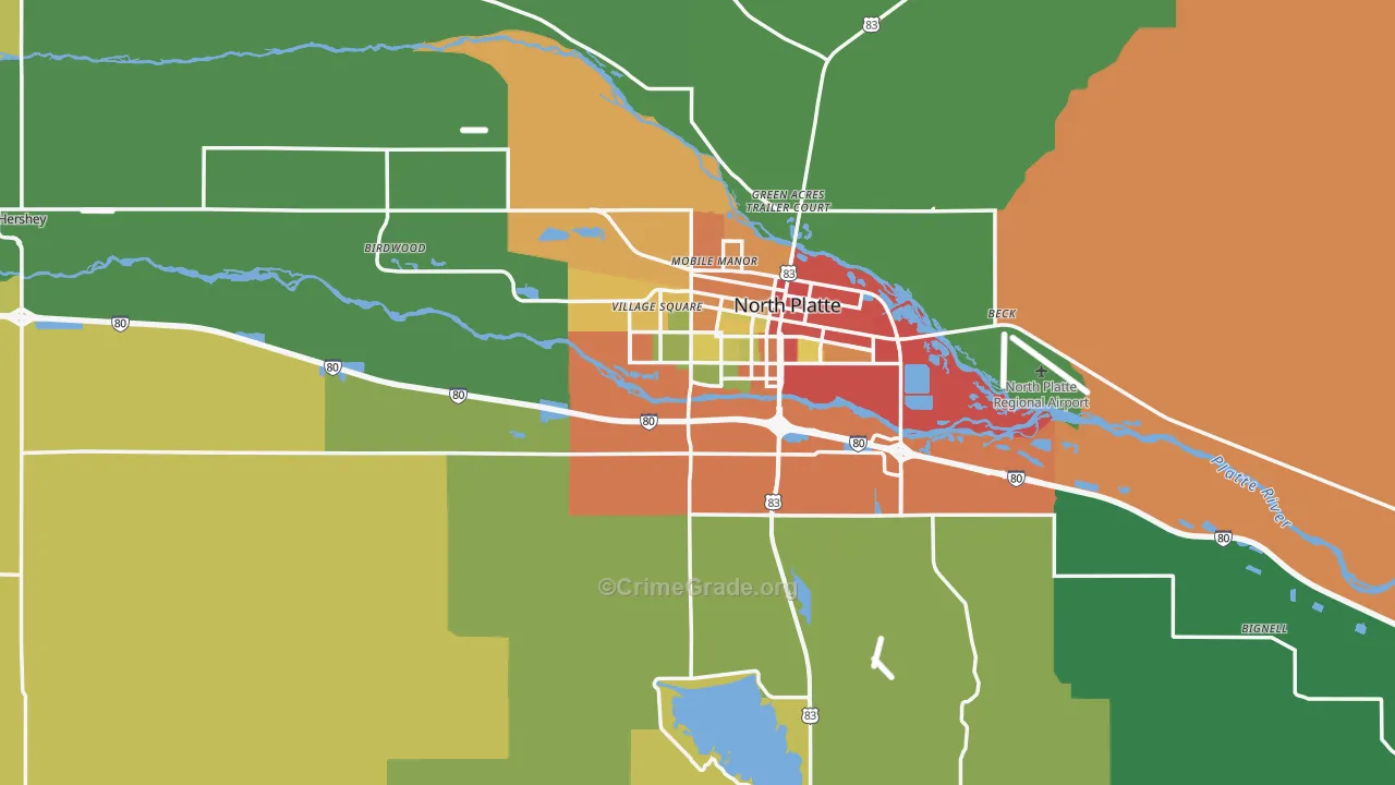 Lincoln County, NE Map of Theft Rates