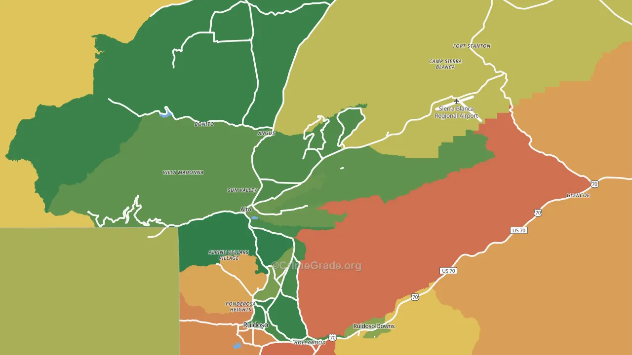 Lincoln County, NM Map of Theft Rates