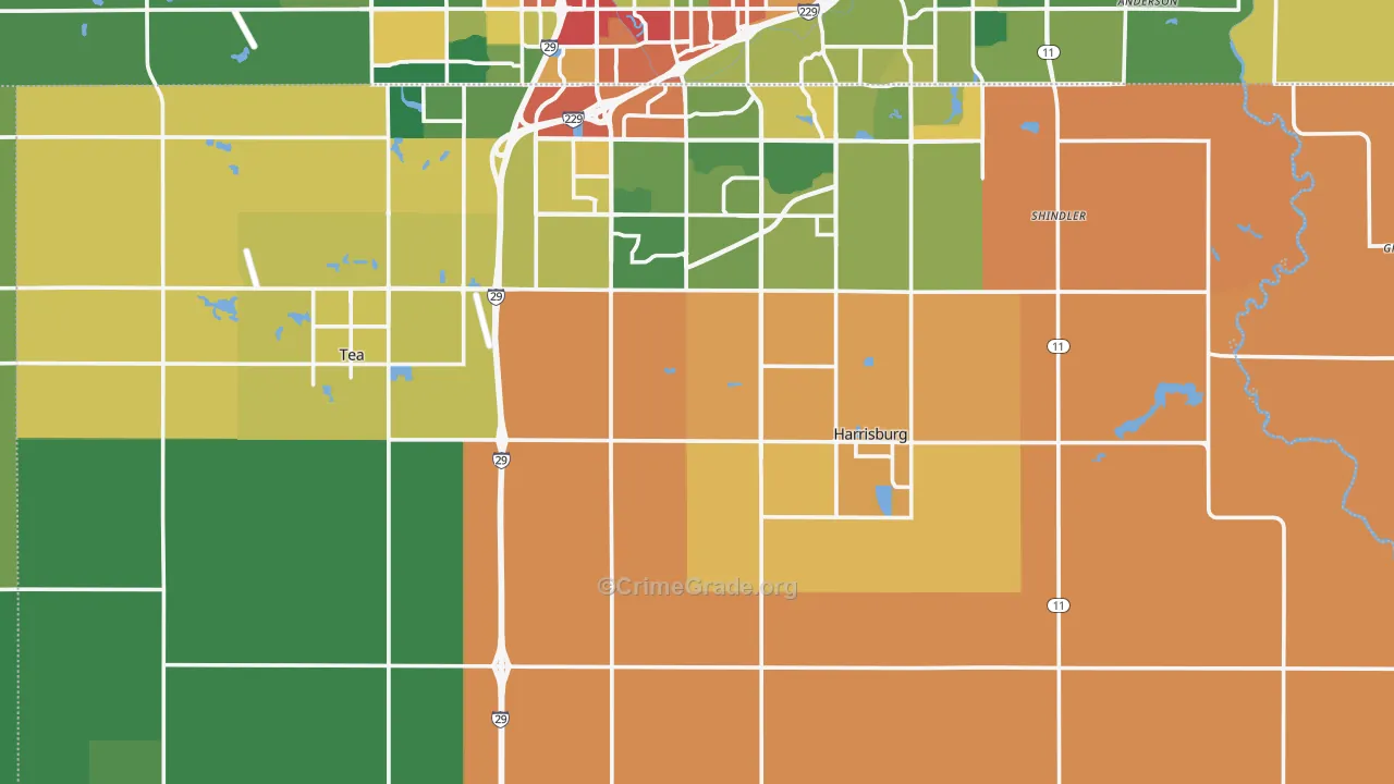 Lincoln County, SD Map of Theft Rates