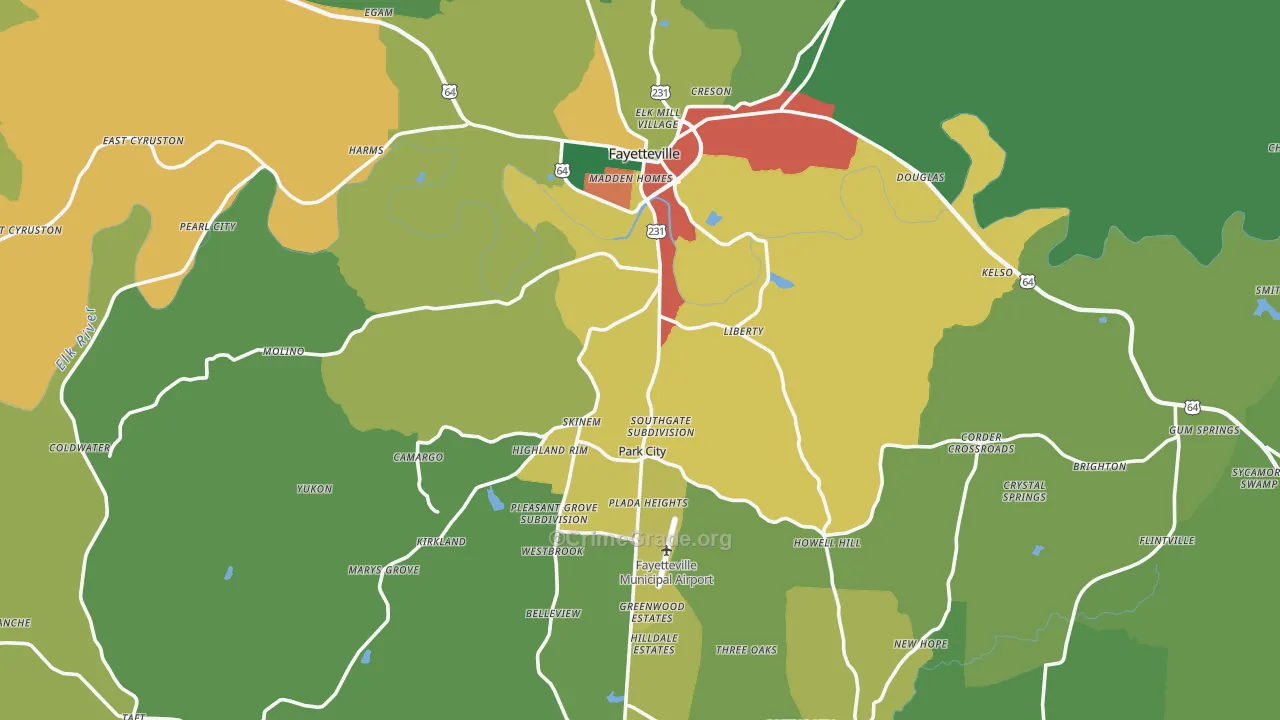 Lincoln County, TN Map of Theft Rates