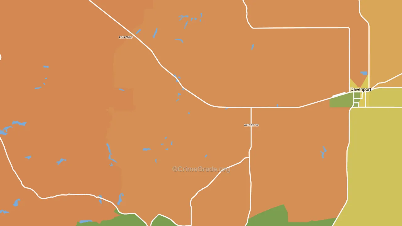 Lincoln County, WA Map of Theft Rates