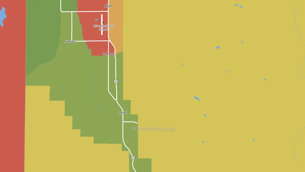 Lincoln County, WY Map of Theft Rates