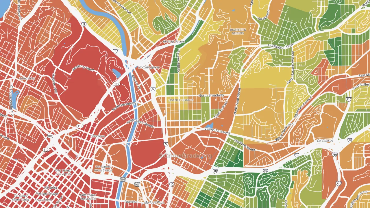 Lincoln Heights, Los Angeles, CA Map of Theft Rates