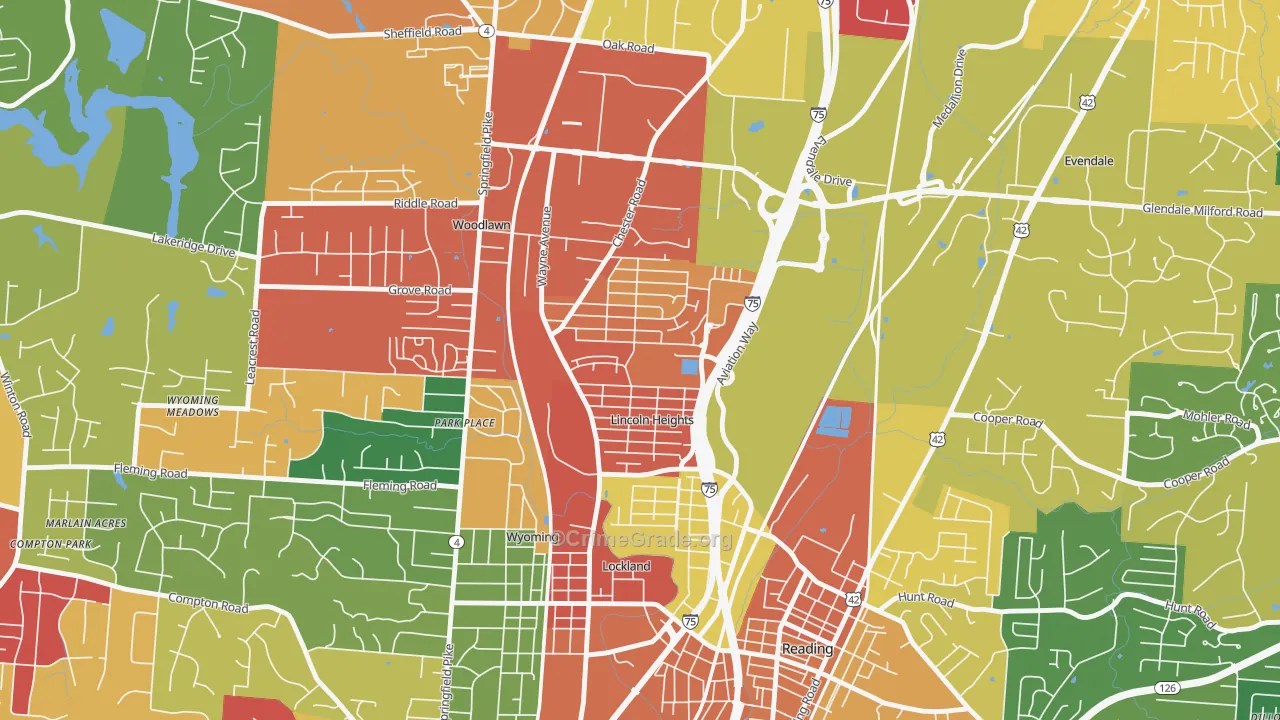 Lincoln Heights, OH Map of Theft Rates
