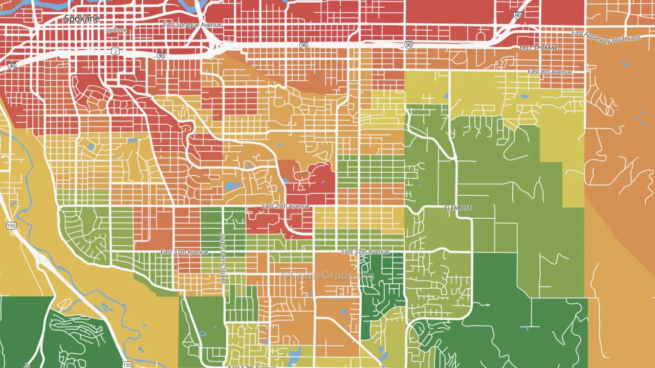 Lincoln Heights, Spokane, WA Map of Theft Rates
