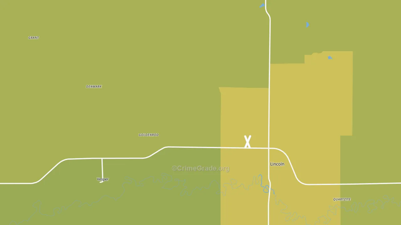 Lincoln, KS Map of Theft Rates