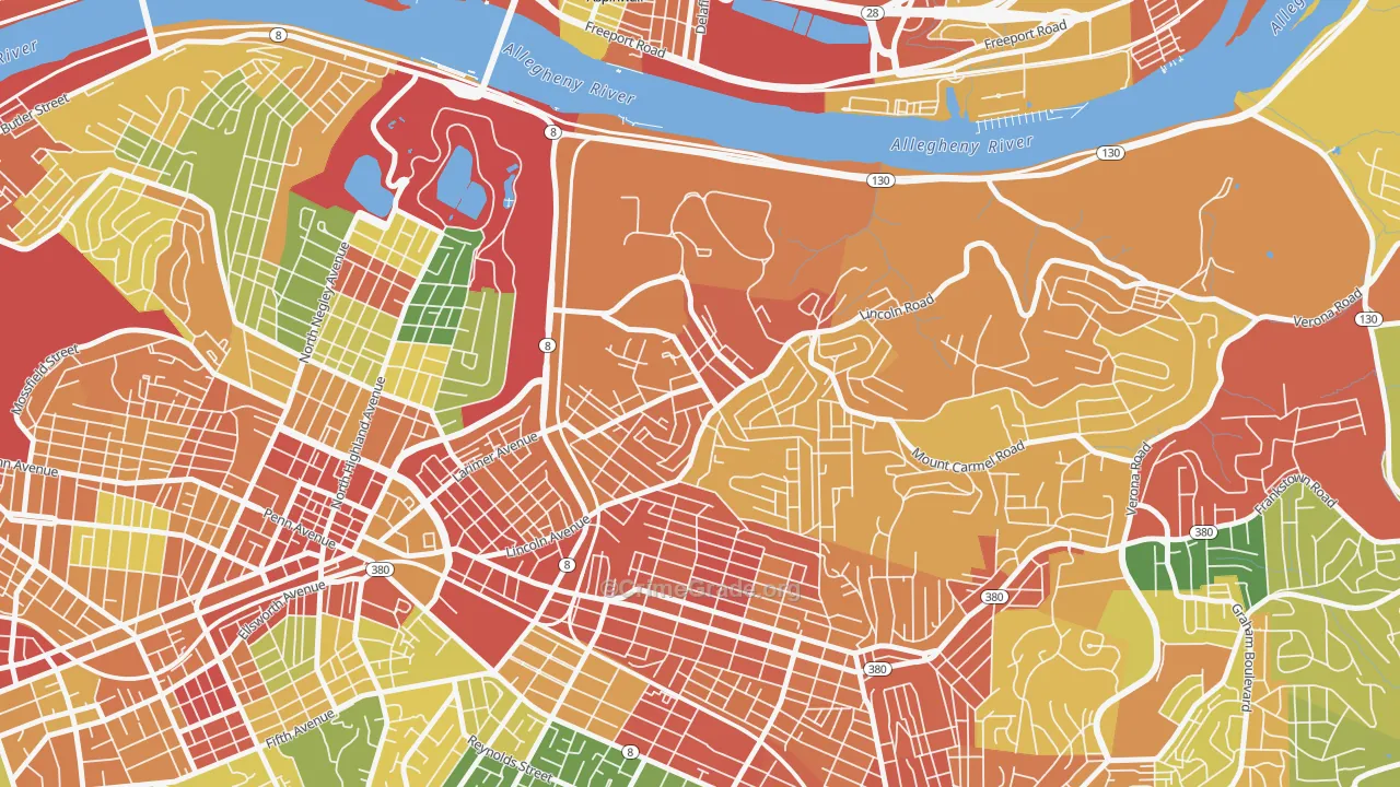 Lincoln-Lemington-Belmar, Pittsburgh, PA Map of Theft Rates