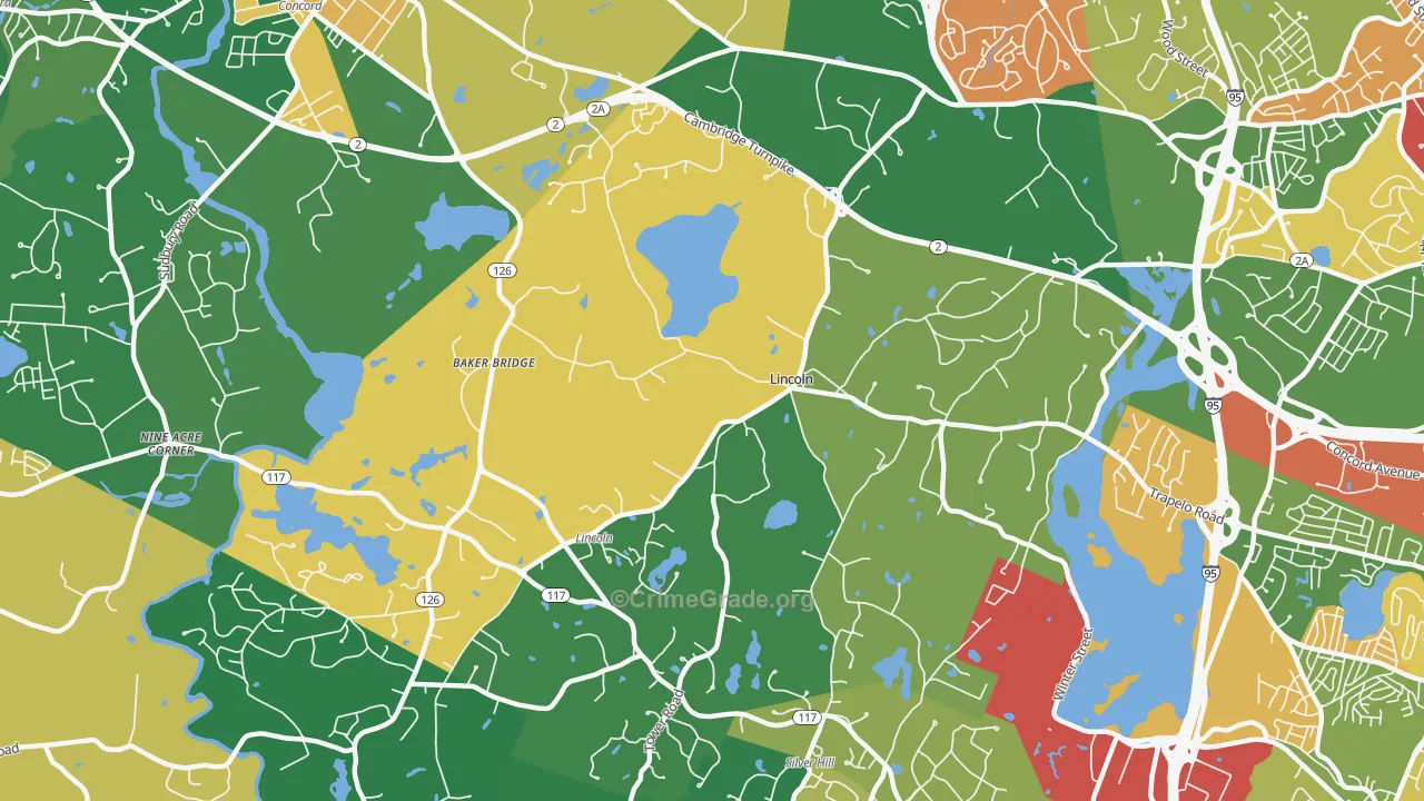 Lincoln, MA Map of Theft Rates