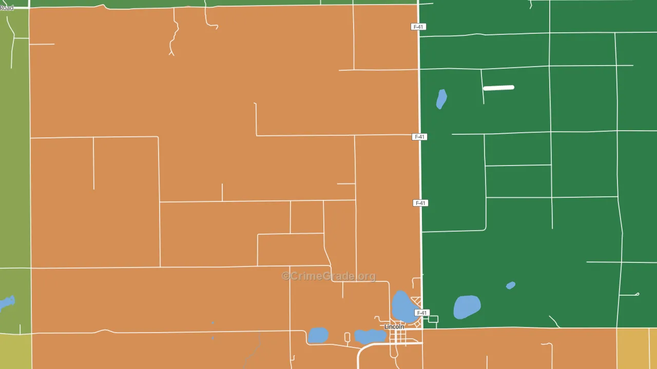 Lincoln, MI Map of Theft Rates