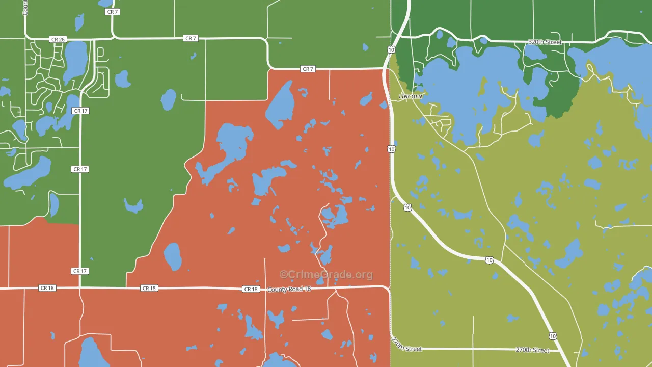 Lincoln, MN Map of Theft Rates