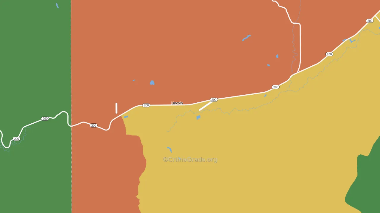 Lincoln, MT Map of Theft Rates