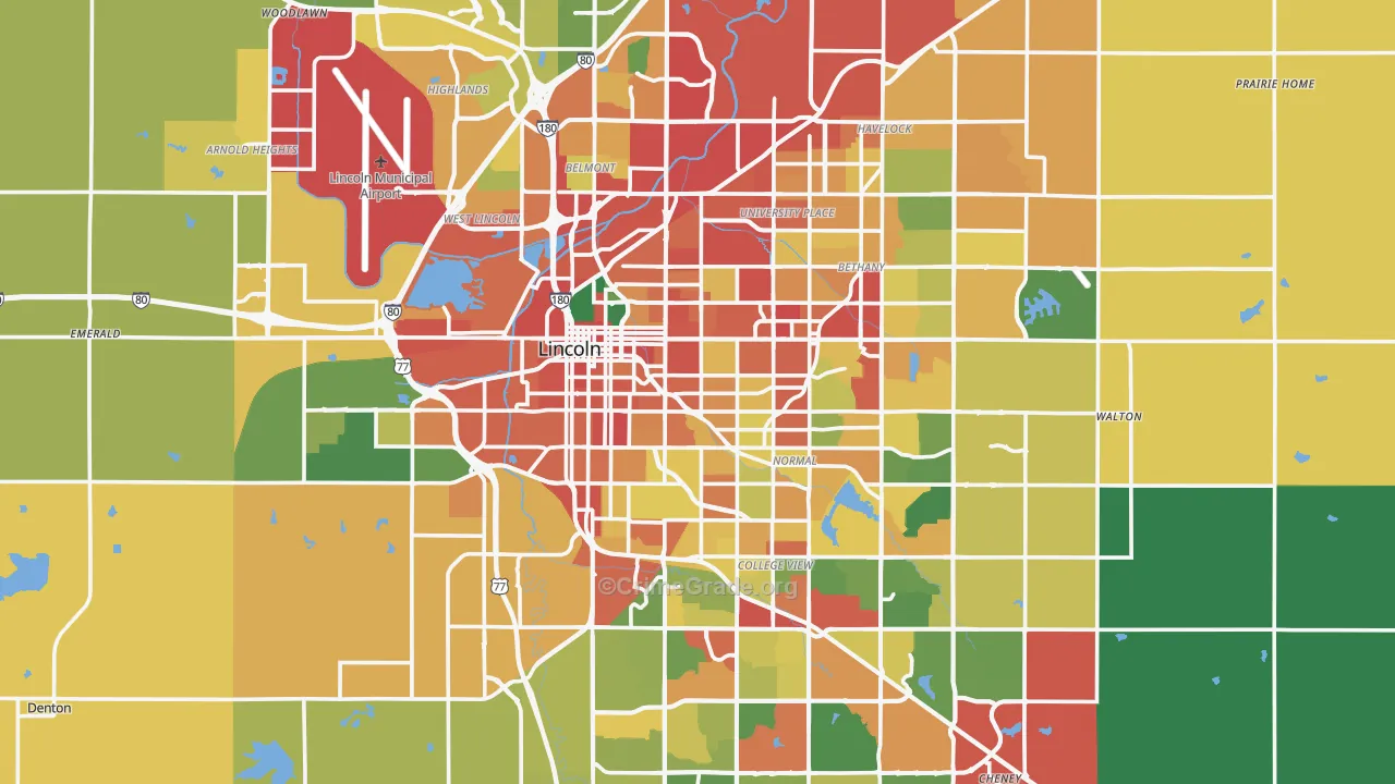 Lincoln, NE Map of Theft Rates