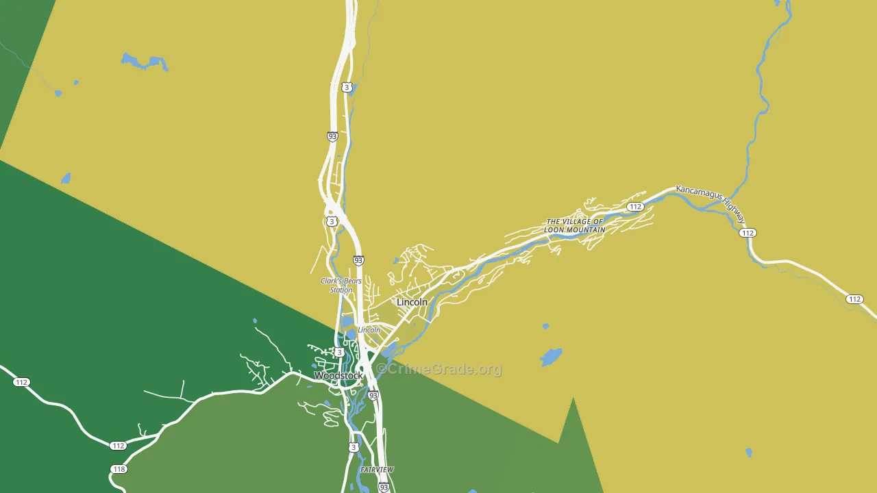 Lincoln, NH Map of Theft Rates
