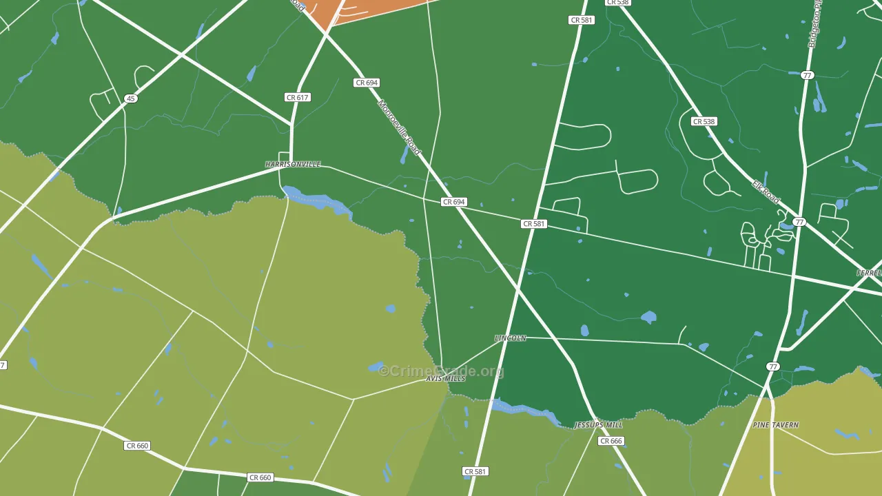 Lincoln, NJ Map of Theft Rates