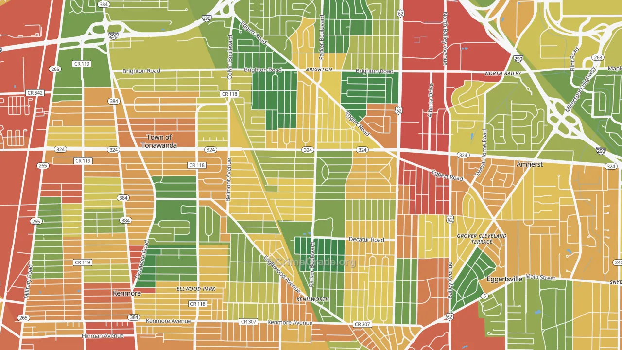 Lincoln Park-Buffalo, Tonawanda, NY Map of Theft Rates