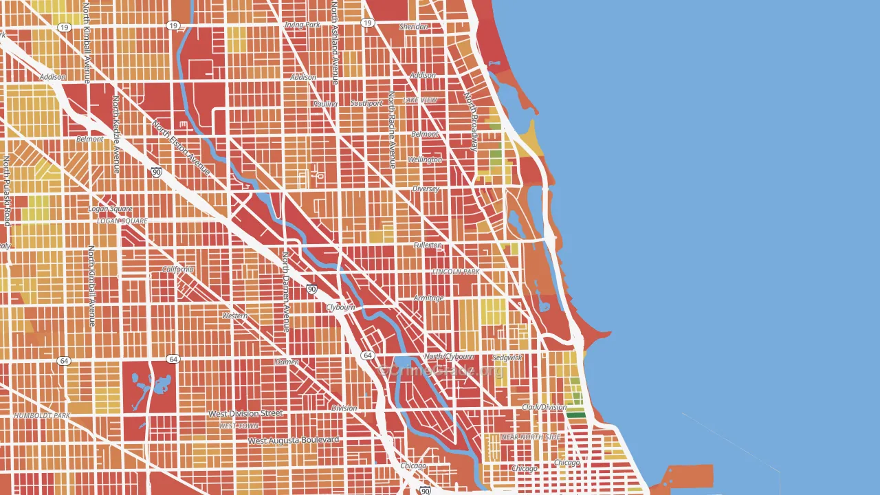 Lincoln Park, Chicago, IL Map of Theft Rates