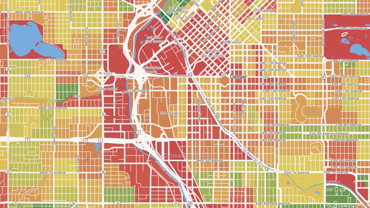 Lincoln Park, Denver, CO Map of Theft Rates