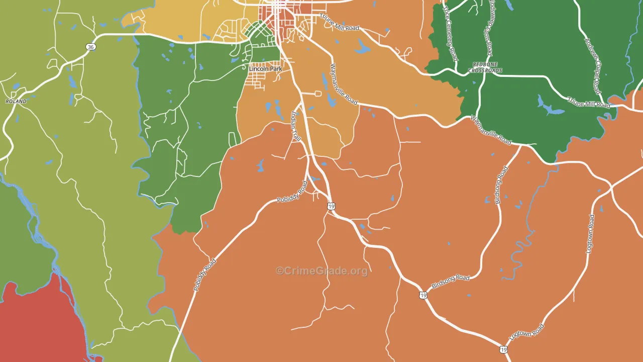 Lincoln Park, GA Map of Theft Rates