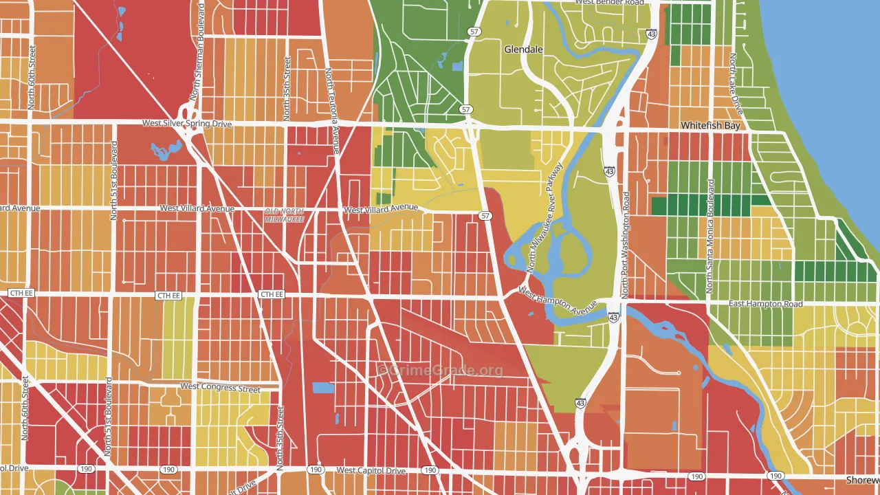 Lincoln Park, Milwaukee, WI Map of Theft Rates