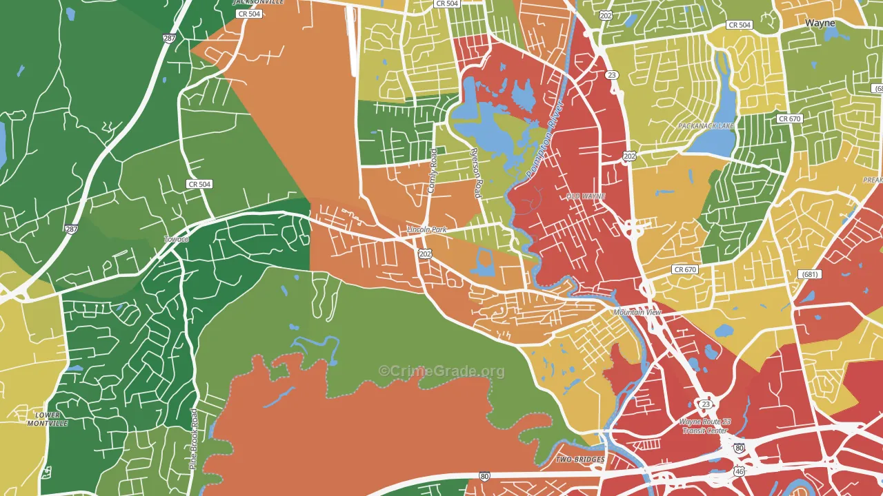 Lincoln Park, NJ Map of Theft Rates