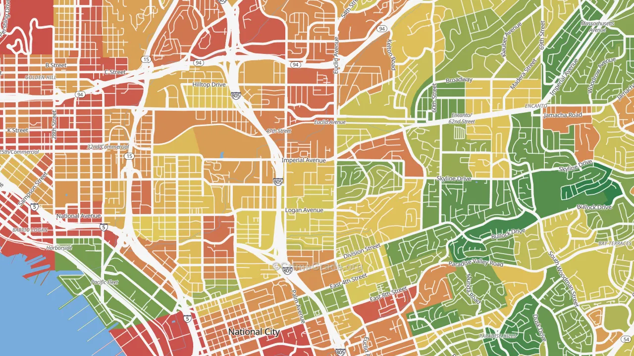 Lincoln Park, San Diego, CA Map of Theft Rates