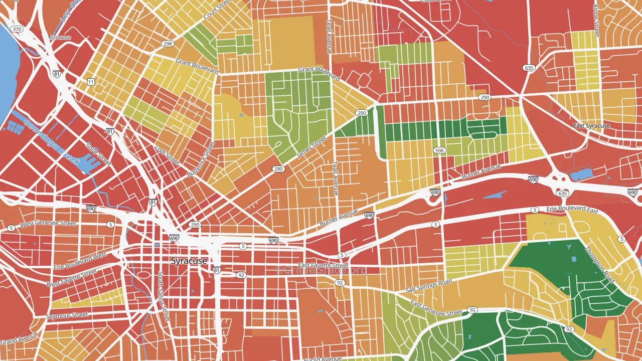 Lincoln Park-Syracuse, Syracuse, NY Map of Theft Rates