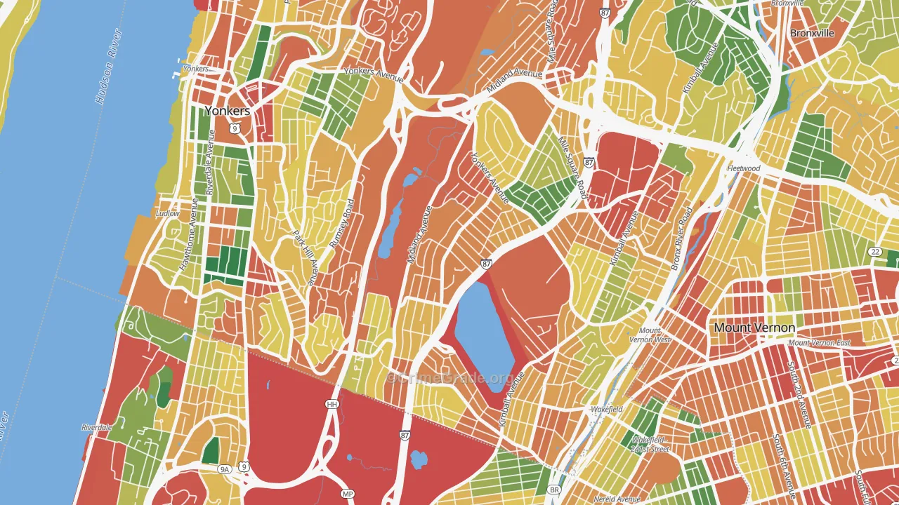 Lincoln Park, Yonkers, NY Map of Theft Rates
