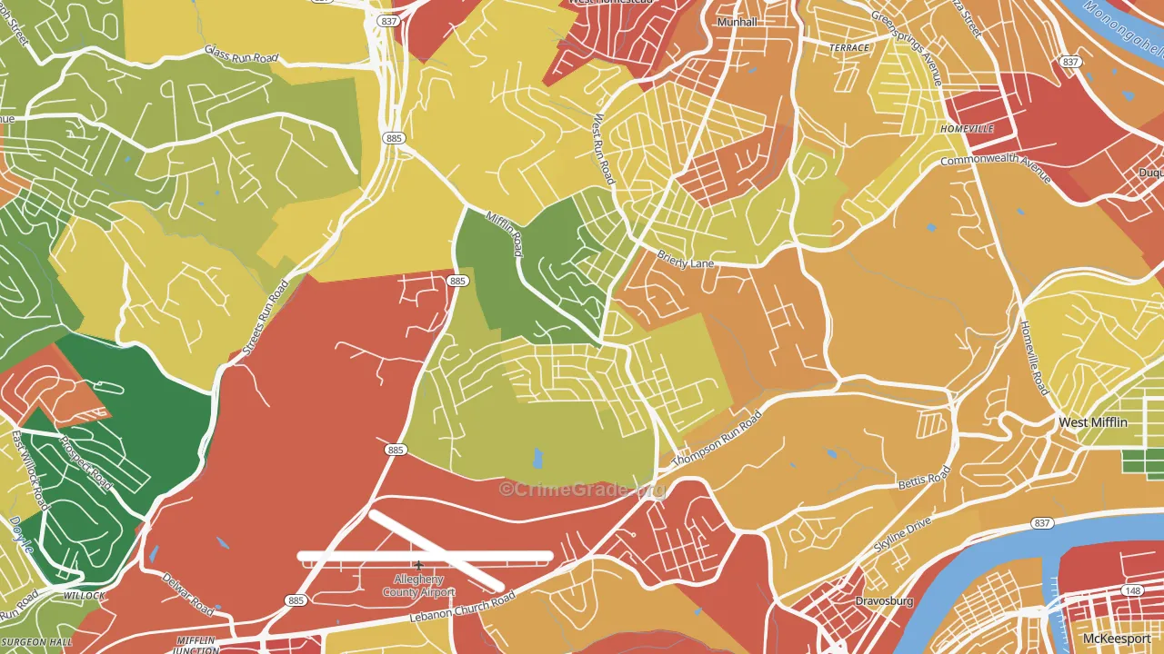Lincoln Place, Pittsburgh, PA Map of Theft Rates