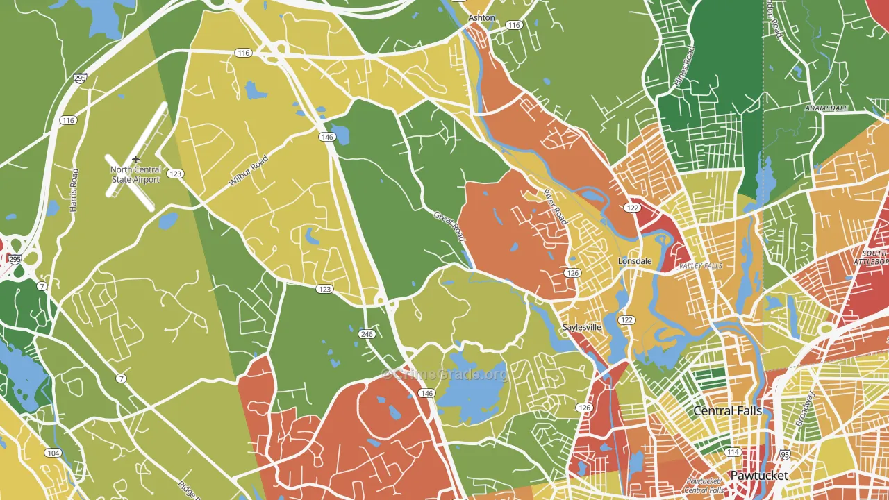 Lincoln, RI Map of Theft Rates