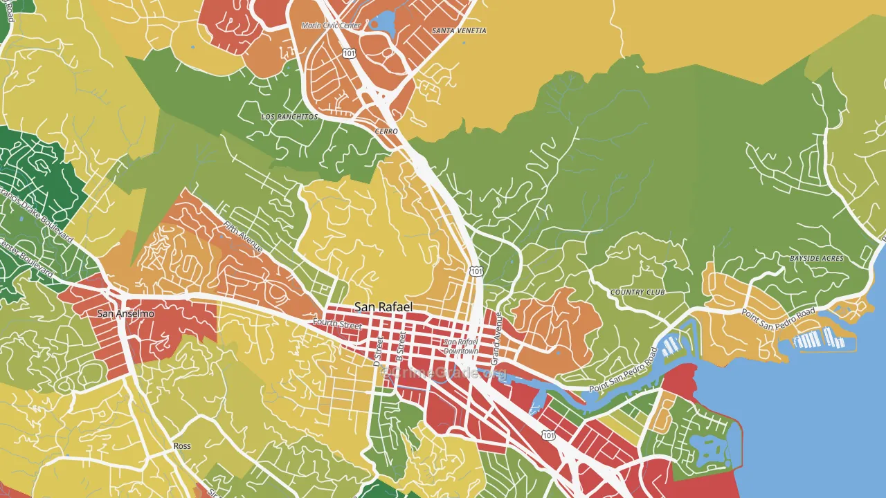 Lincoln, San Rafael, CA Map of Theft Rates