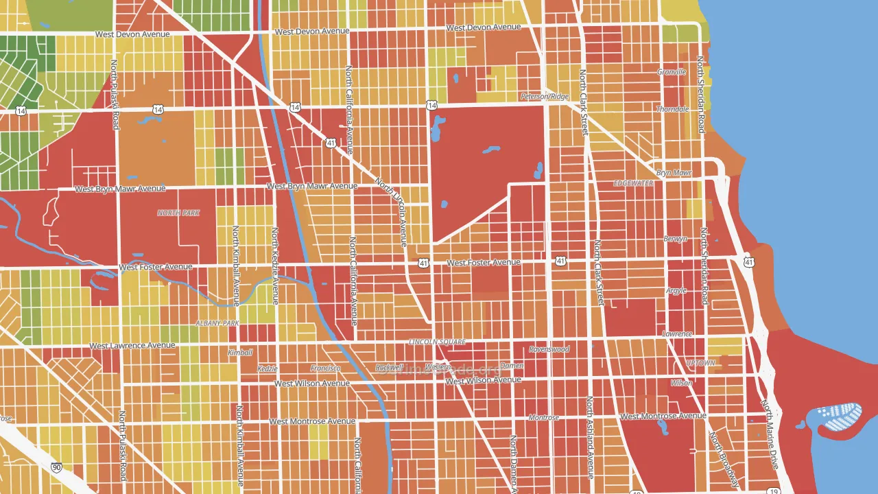 Lincoln Square, Chicago, IL Map of Theft Rates