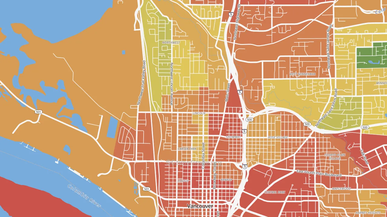 Lincoln, Vancouver, WA Map of Theft Rates