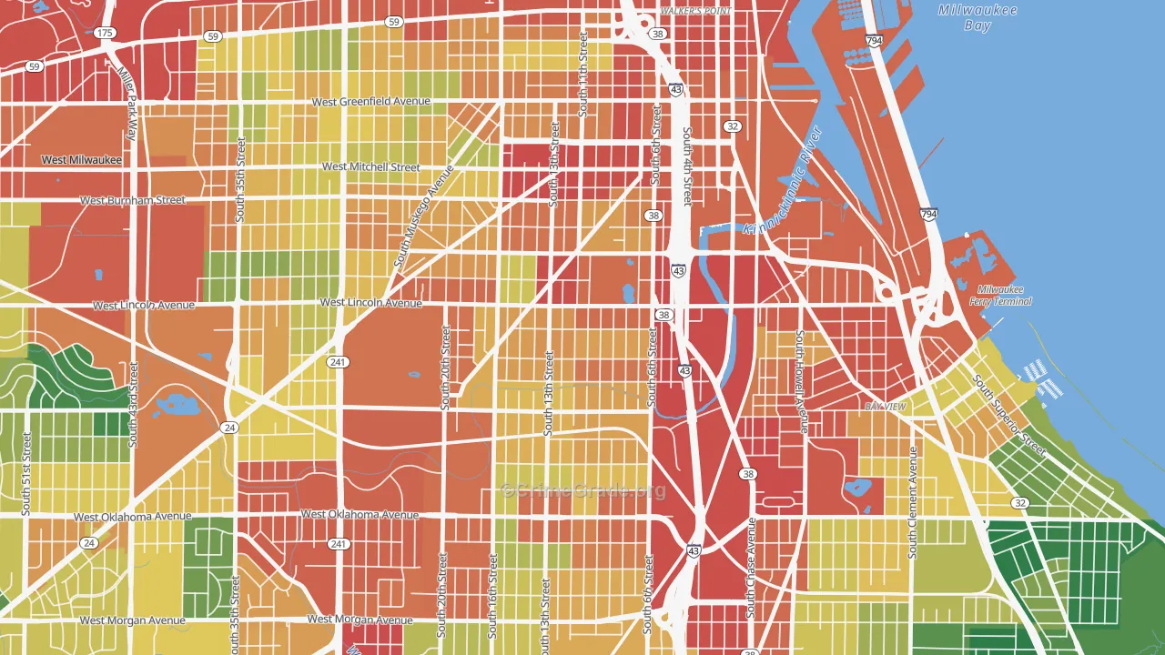Lincoln Village, Milwaukee, WI Map of Theft Rates