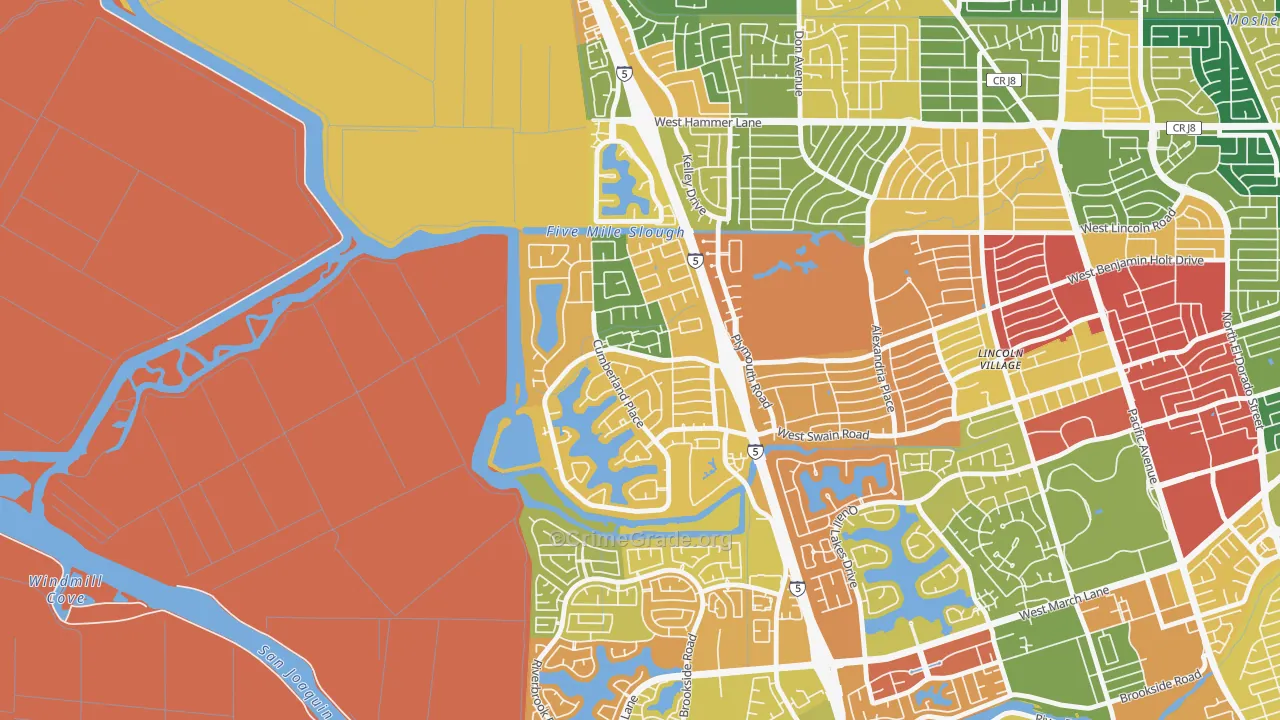 Lincoln Village West, Stockton, CA Map of Theft Rates