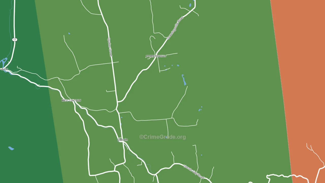 Lincoln, VT Map of Theft Rates