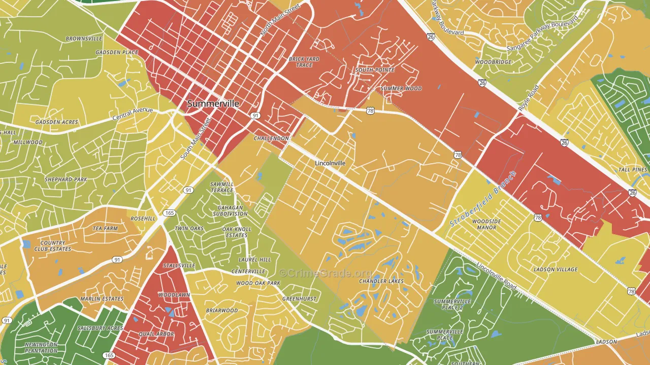 Lincolnville, SC Map of Theft Rates