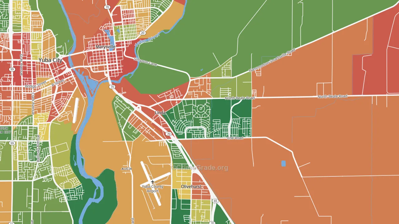Linda, CA Map of Theft Rates