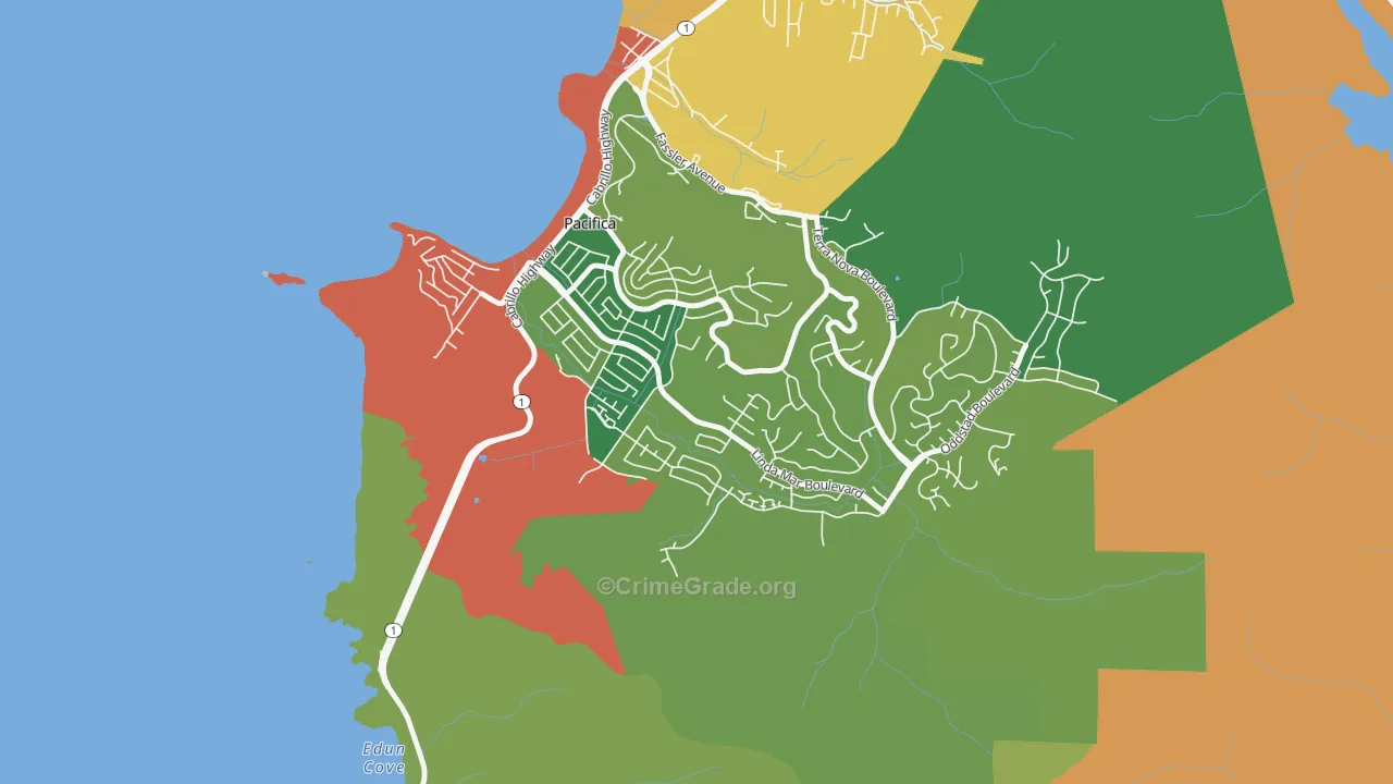 Linda Mar, Pacifica, CA Map of Theft Rates
