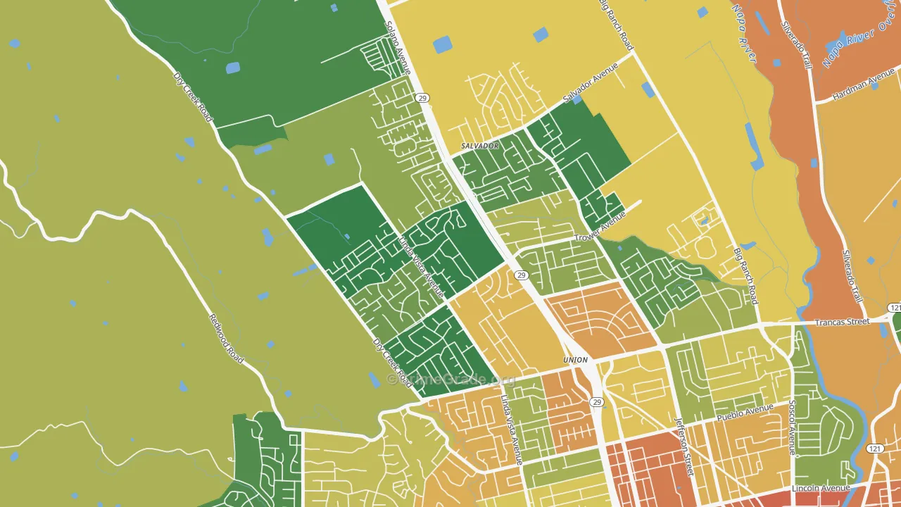 Linda Vista-San Francisco, Napa, CA Map of Theft Rates