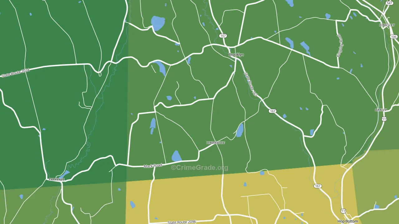 Lindaville, PA Map of Theft Rates