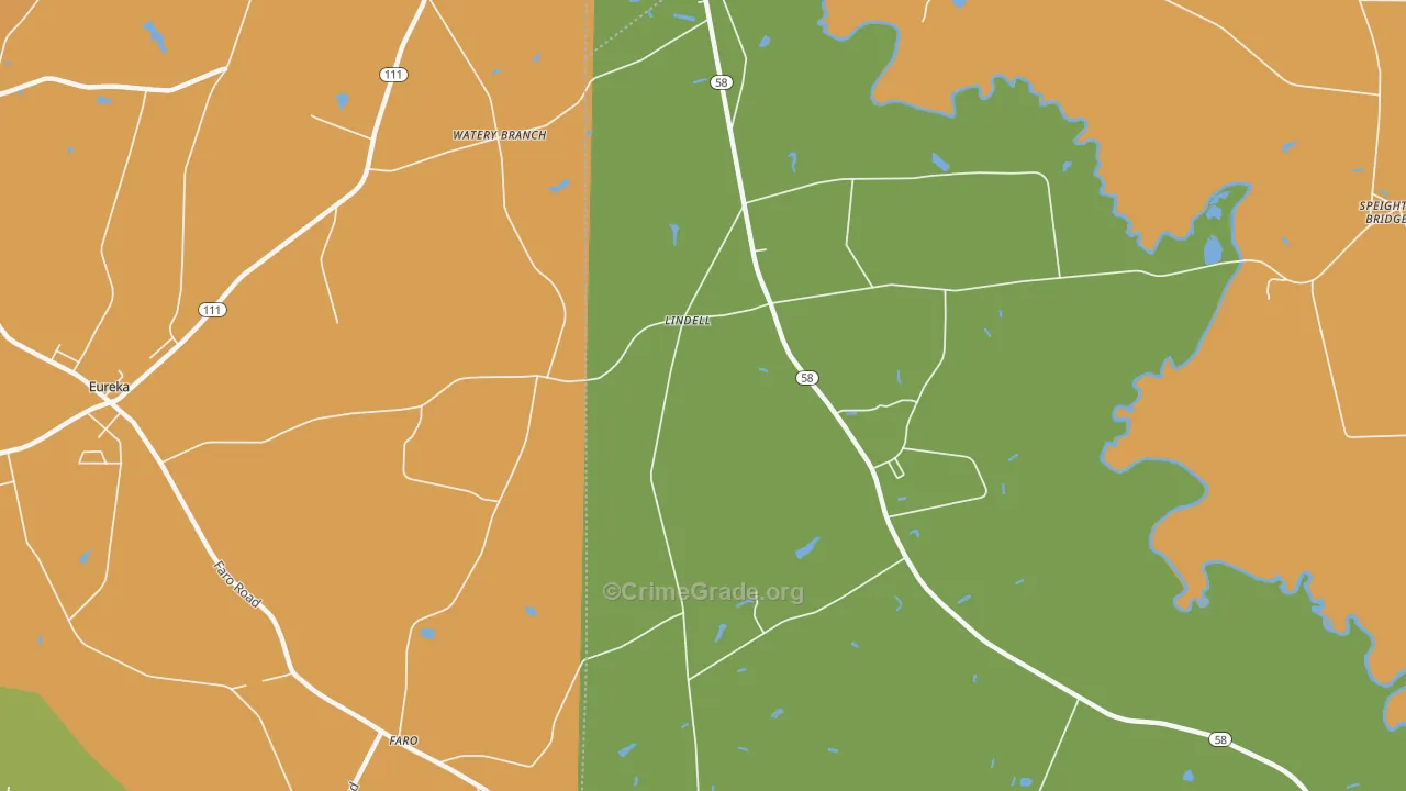 Lindell, NC Map of Theft Rates