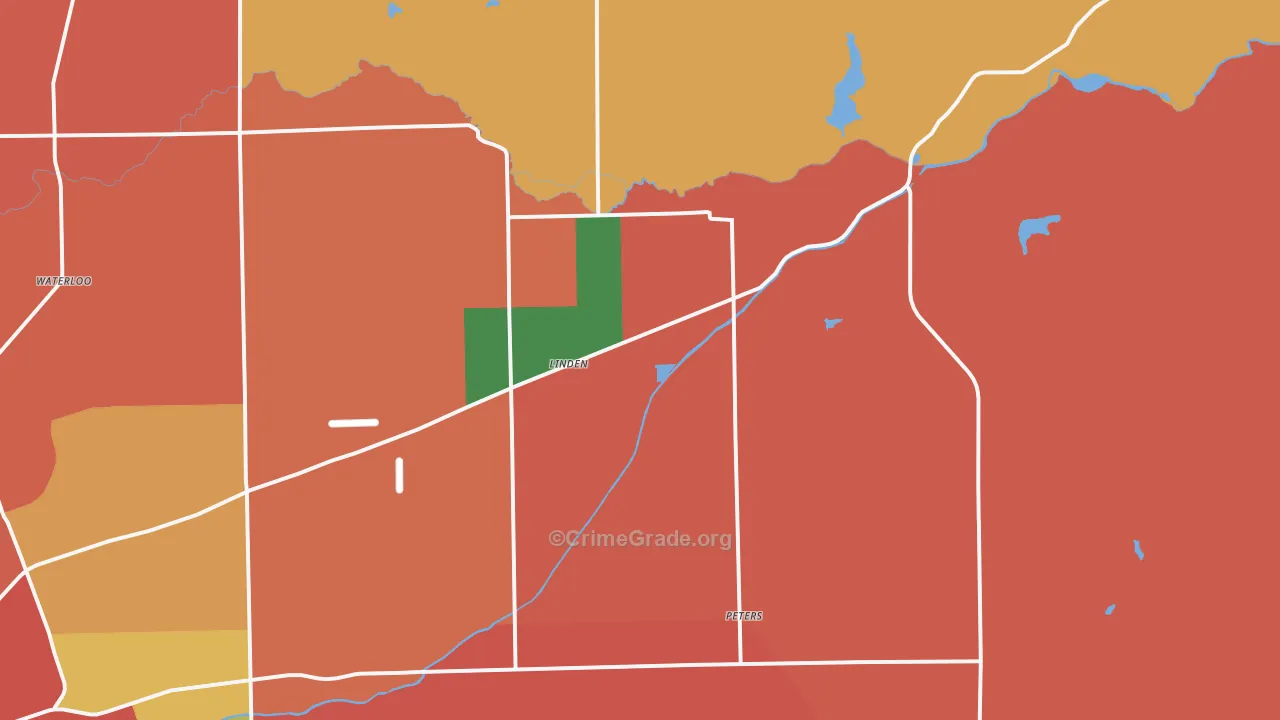 Linden, CA Map of Theft Rates