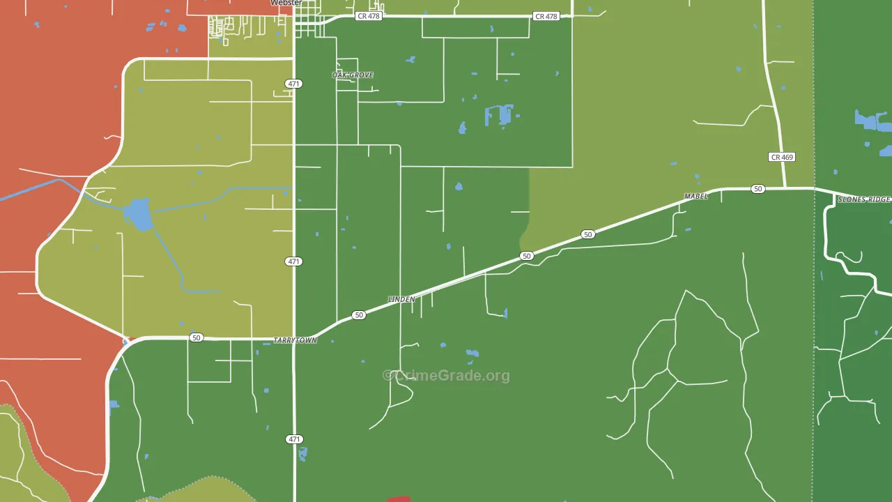 Linden, FL Map of Theft Rates