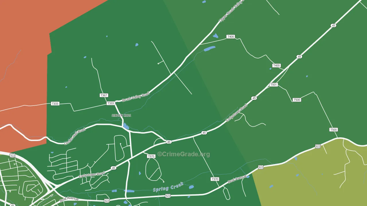 Linden Hall, PA Map of Theft Rates