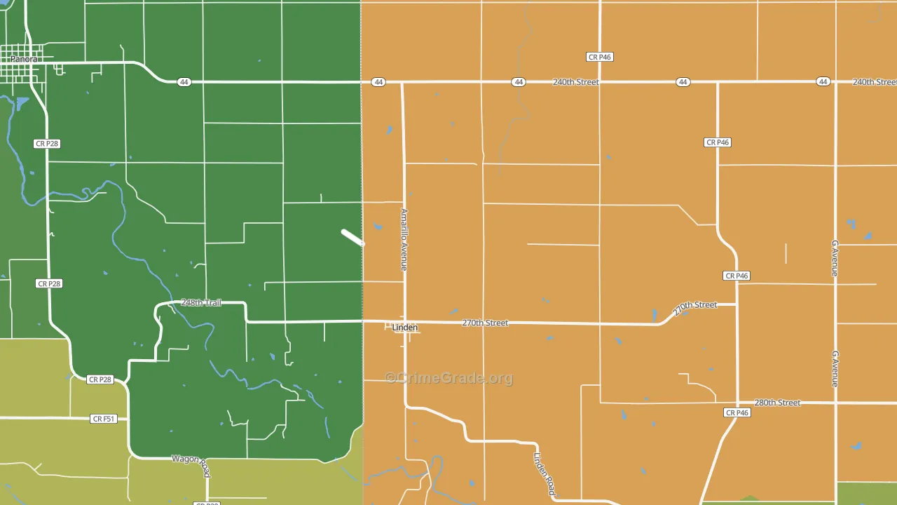 Linden, IA Map of Theft Rates
