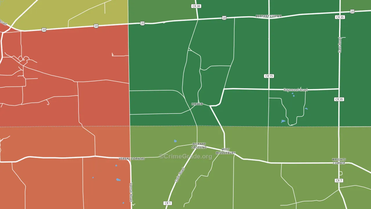 Linden, NY Map of Theft Rates