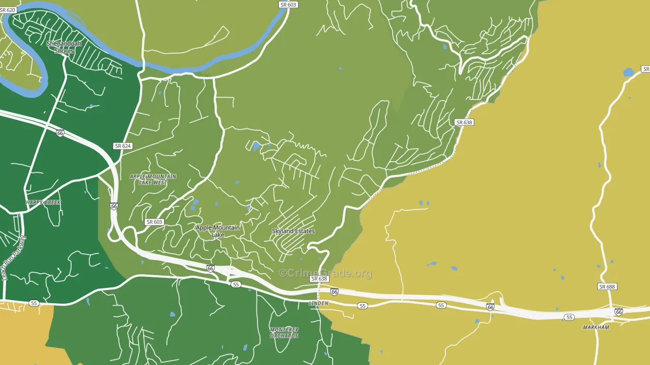 Linden, VA Map of Theft Rates