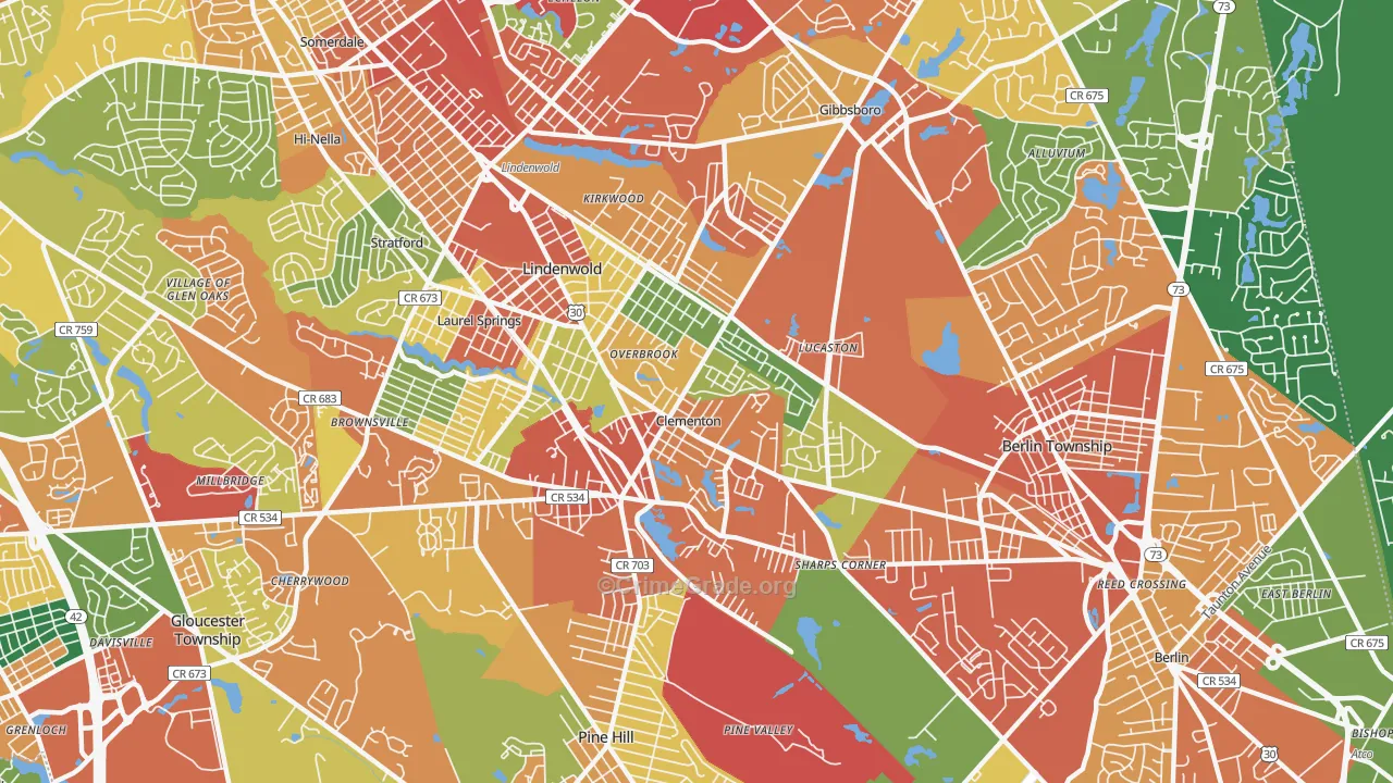 Lindenwold, NJ Map of Theft Rates