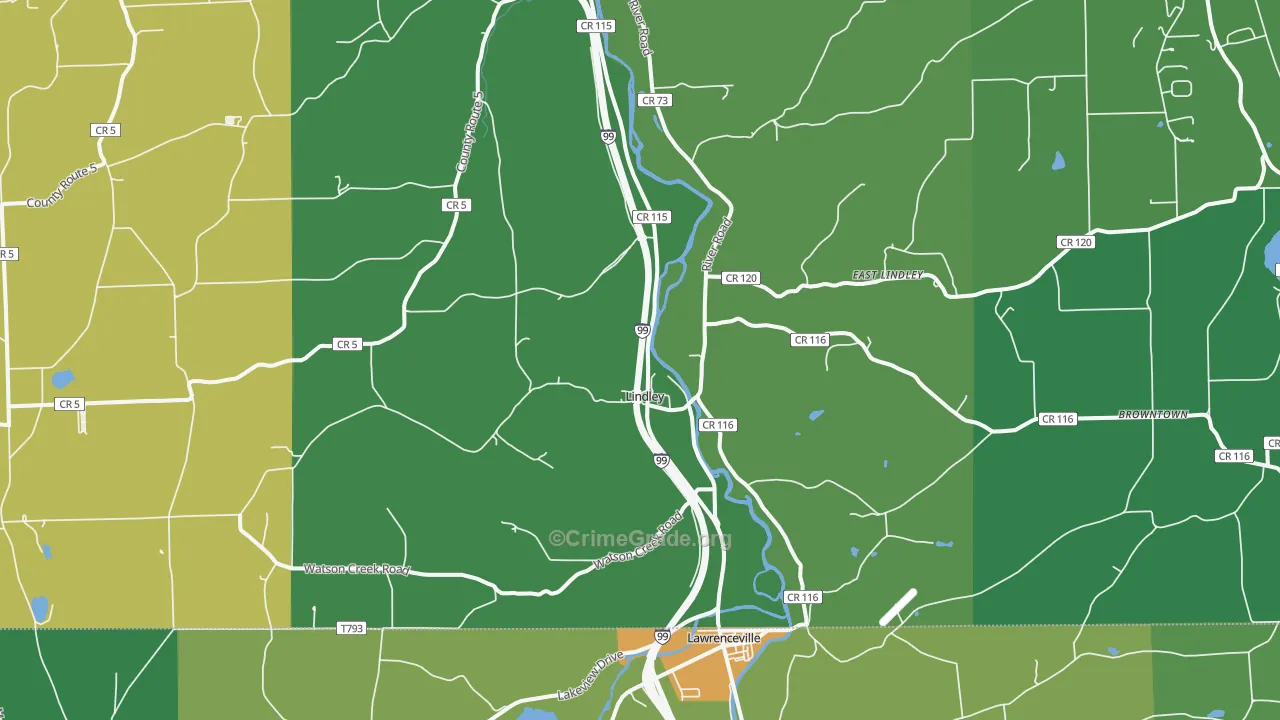 Lindley, NY Map of Theft Rates