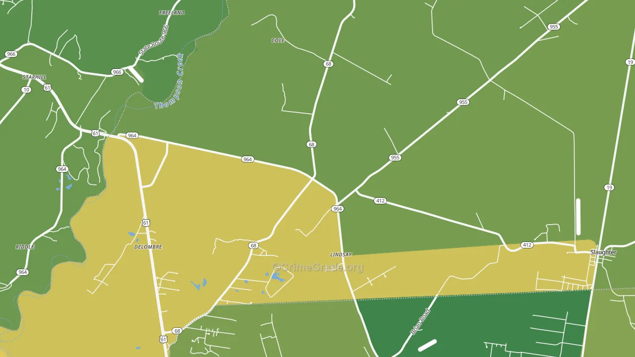 Lindsay, LA Map of Theft Rates